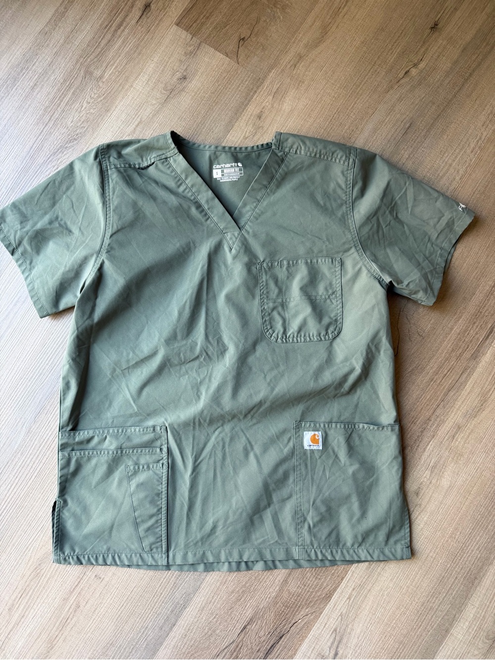 Carhartt Force Olive Green Scrub Top